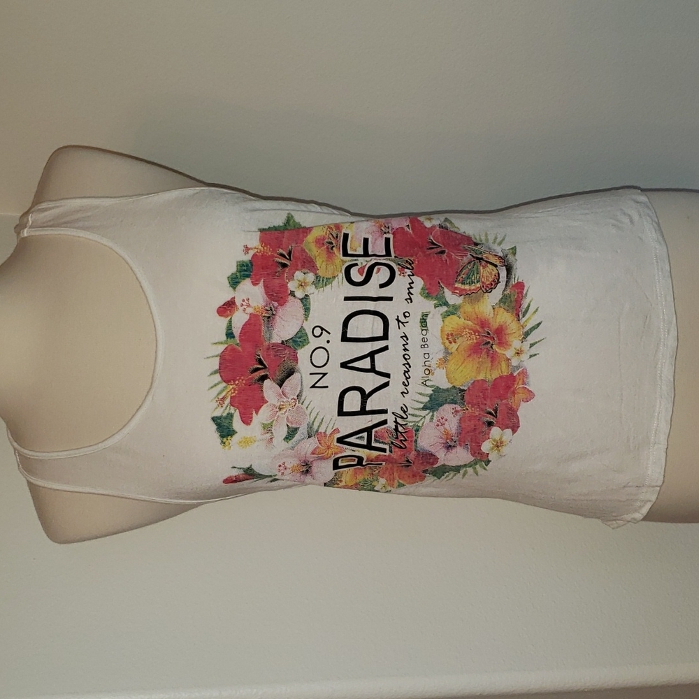 Off-white Hawaiian theme tank top